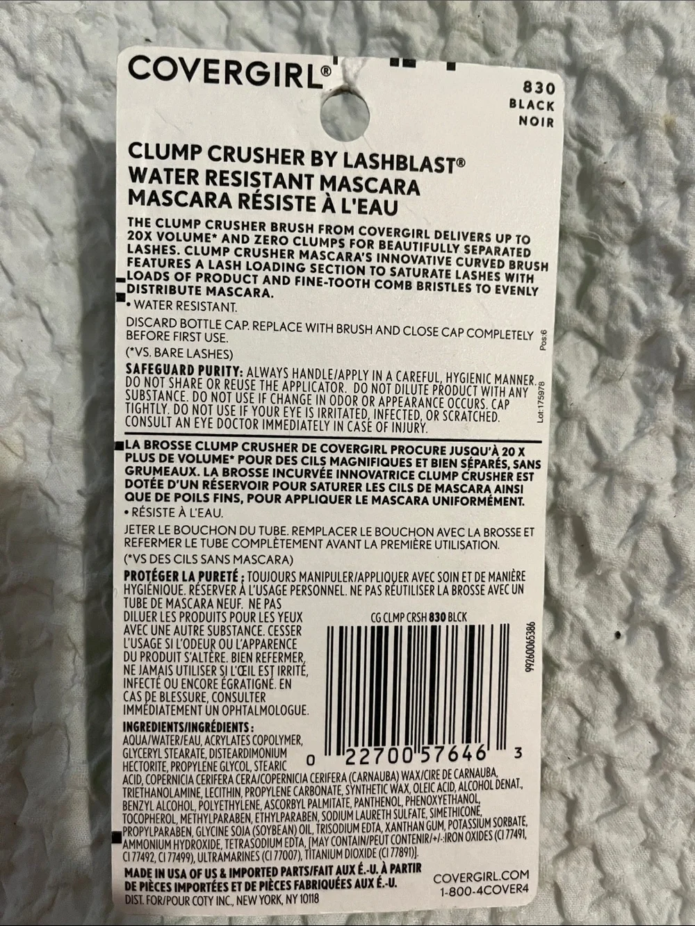 NWT CoverGirl Clump Crusher Mascara - 820 Black